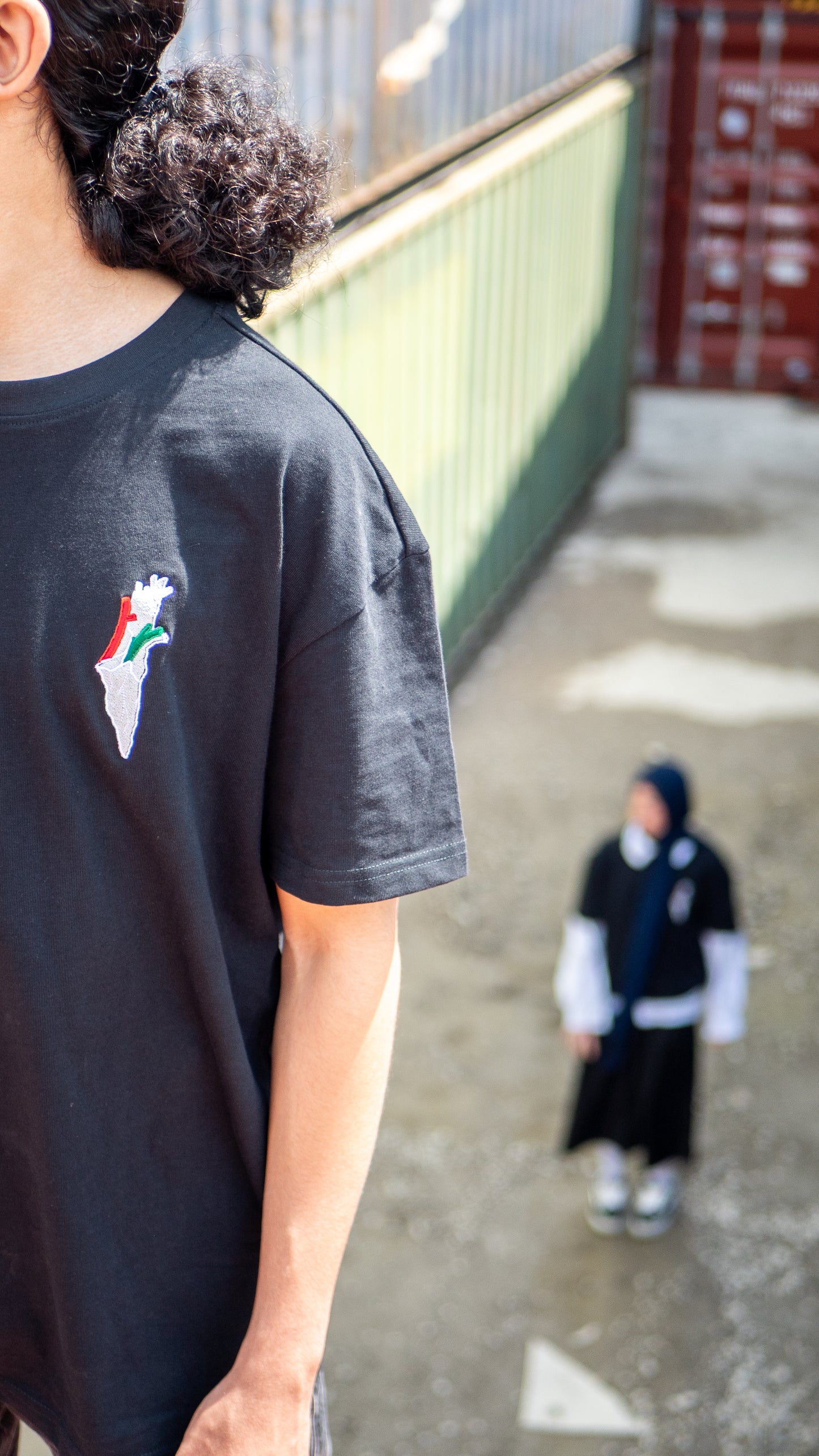 T-shirt coeur palestinien noir