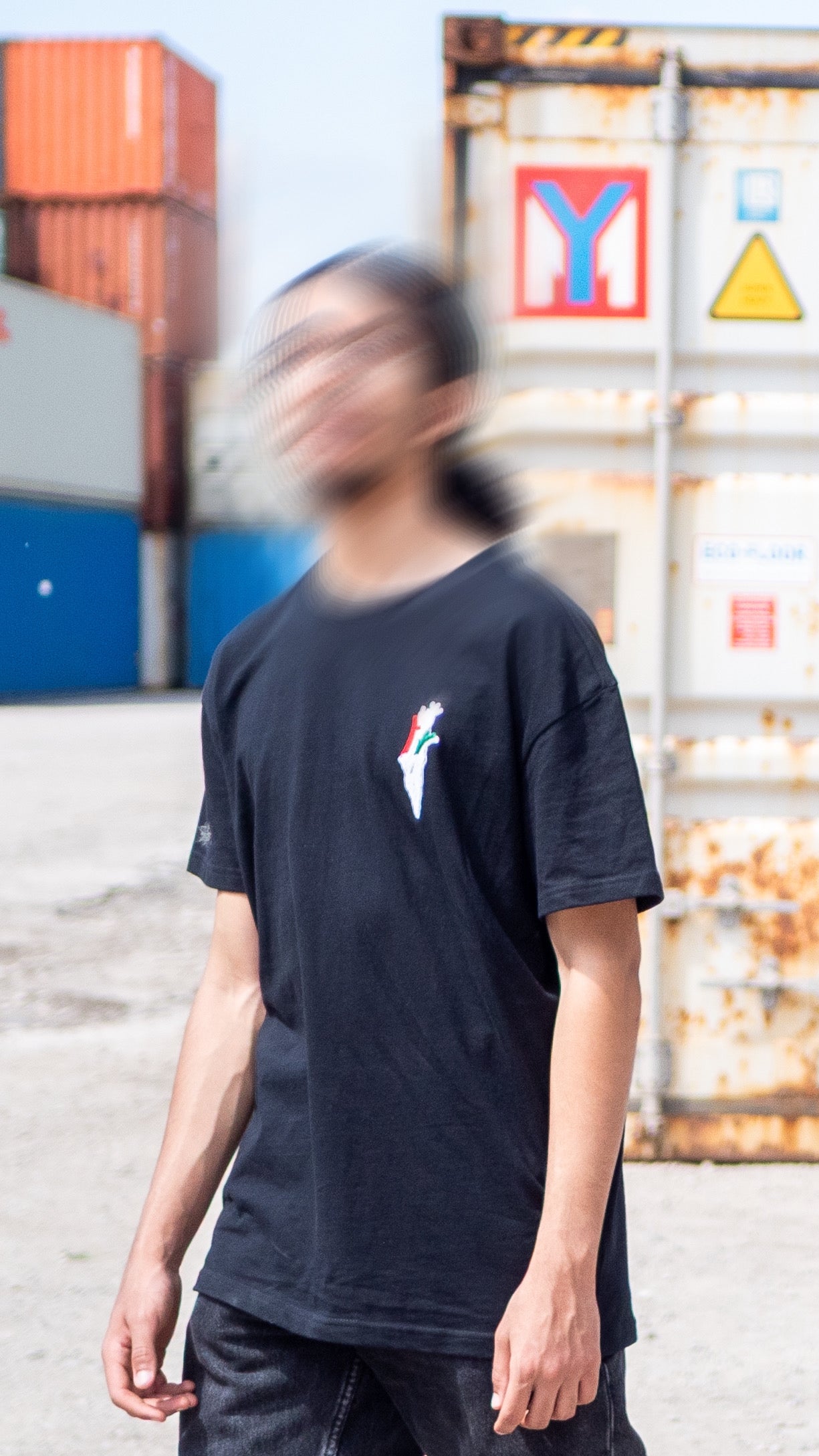 T-shirt coeur palestinien noir