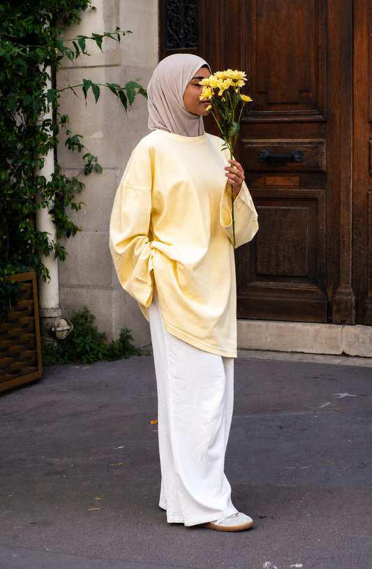 T-shirt modeste jaune pastel